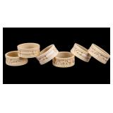 Carved Natural Material Figural Napkin Rings (6)