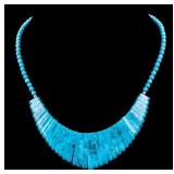 Turquoise Bib Necklace, 14K Clasp