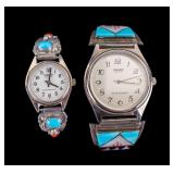Native Style Turq. Sterling Wrist Watches (2)