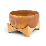 Artisan Turned Wood Bowl w/ Stand