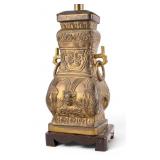 Chinese Bronze James Mont Style Lamp