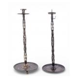 Pair 19C Korean Candlesticks w/ Lattice Stem