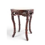 Chinese Carved Rosewood Table w/ Alabaster Inlay
