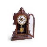 Antique Gilbert Carved Wood Gingerbread Clocks (2)