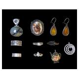 Sterling Silver Pendants, Rings, and Earrings