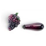 2 Art Glass Fruit Form Sculptures