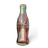 Vintage Coca Cola Bottle Tin Litho Thermometer