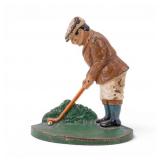 Cast Iron Figural Golfer Doorstop