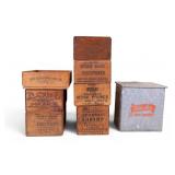 8 Vintage Crates, One Metal Dairy Crate