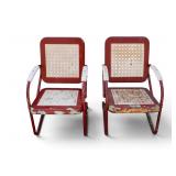 Metal Lawn Chairs with Waffle Pattern Seats
