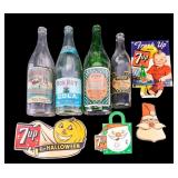 Vintage Bottles with Various Labels