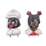 Vintage Black Memorabilia Chalk Ware Plaques