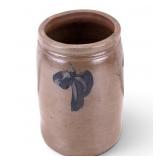 Antique Stoneware Crock, Blue Decoration