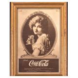 Framed Coca-Cola Advertisement w/ Marion Davies