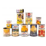 10 Vintage Juice and Fruit Cans