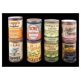 Vintage Coffee Tins, Set of 8