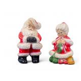 Vintage Santa and Mrs. Claus Chalkware Pair