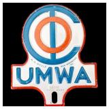 Vintage UMWA Enameled Metal Sign
