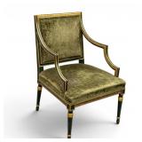 Vintage Green Velvet Wooden Armchair