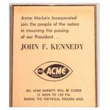 1963 Acme Markets JFK Memorial Closure Notice