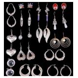 15 Sterling Silver Earrings 78 grams