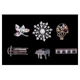 6 Sterling Silver Brooch Pins 53 Grams