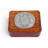 Chinese Carved Jade Medallion Lidded Box