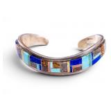 Inlaid Lapis Turq "Jackson" Sterling Cuff Bracelet