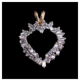 14K Gold & Natural Diamond Heart Pendant