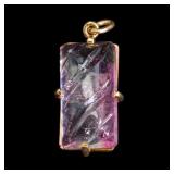 18K Gold Watermelon Natural Tourmaline Pendant
