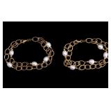 2 Gold Tone Sterling Silver &ï¿½ï¿½Pearl Necklaces
