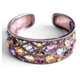 Multi-Gemstone Sterling Silver Cuff Bracelet