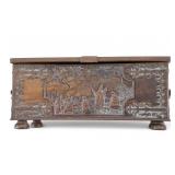 Danish Iron Art Bronze Jewelry Casket Early 20th C