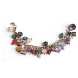 Arts & Crafts 925 Silver Gemstone Charm Bracelet
