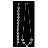 Garnet + 925 Silver Necklace + Bracelet Pairing