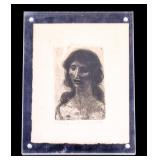 Bumbeck Etching "Girl Singing" Signed