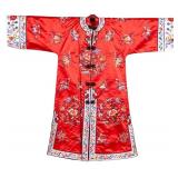 Esme Red Chinese Silk Robe with Flowers