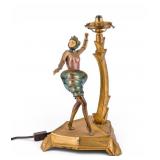 Art Deco Bronze Figural Lamp, Dancer