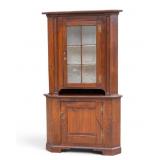 18thC/19C Cherry Corner Cabinet, 2 Pcs