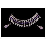 Sterling Silver Amethyst Necklace & Earrings