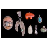 7 Native American / SW Sterling Silver Pendants