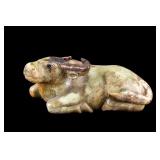 19/20C Large Carved Stone Buffalo Figure