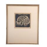 Vintage Woodcut Cat Print, Signed