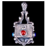 Jewish Sterling Silver Jeweled Dreidel 37 grams