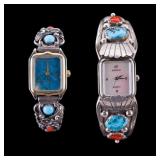 2 Sterling Silver Native American Wrist Watchs