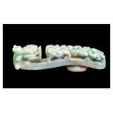 Antique 1900s Asian Carved Jade Dragon Belt Hook