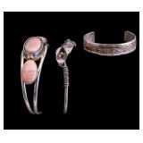 3 Southwestern 925 Silver Cuff Bracelets