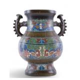 Japanese Cloisonne Handled Vase