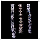 3 Sterling Silver Bracelets Floral Design