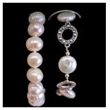 2x Sterling Silver Pearl Bracelets